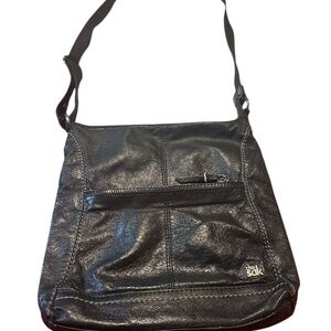 The Sak Black Leather Crossbody Bag Iris Black Pebble